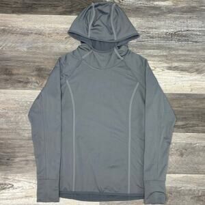 Athleta Plush Tech Fleece Gray Womens M Stretch Gym‎ Running Pullover Hoodie